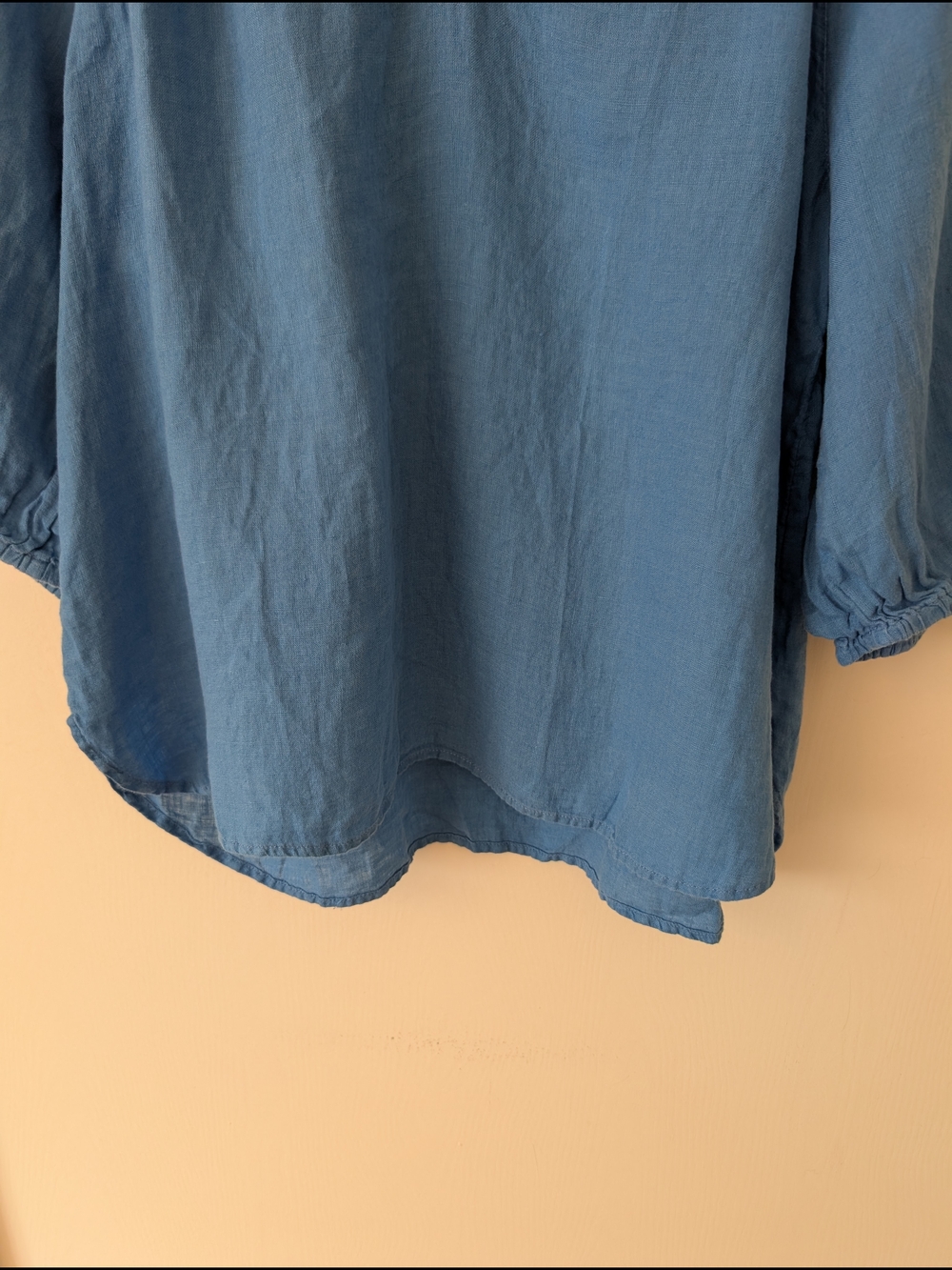 J. Jill Women Medium 100% Linen Blouse Blue Boho Beach Coastal Vacation Nautical - Picture 2 of 7
